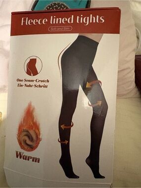 Fleece Lined Black Tights - Soft & Slim Warm Undershirt